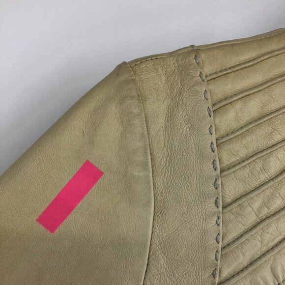 Aritzia Mackage Beige/Cream Lamb leather bomber style moto jacket size L - Picture 15 of 16
